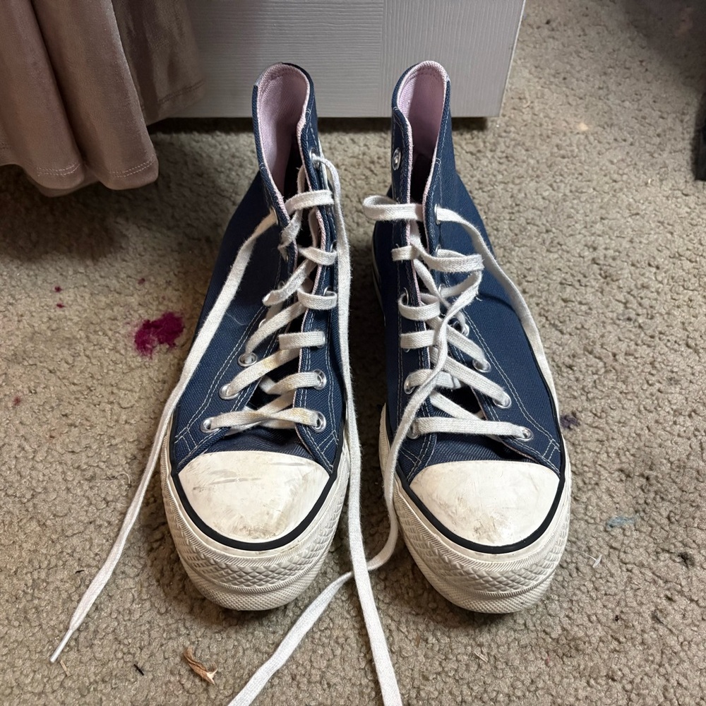 Converse Blue and White High-Top Sneakers